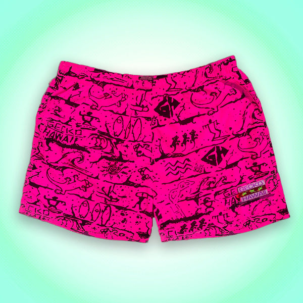 Iconic Gecko Wall Hot Pink Volley Shorts