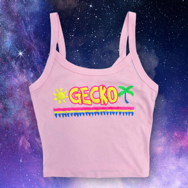 The Bryce - 1980s Pretty In Pink Cropped Tank Top - Blush Pink