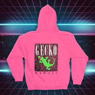 1980's Hot Pink Hoodie - Gecko Marble
