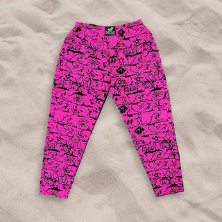 Hot Pink Gecko Wall '90's Beach Pants