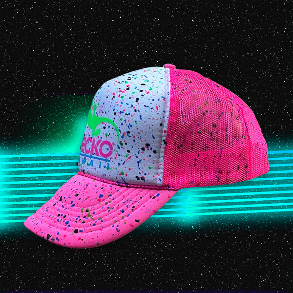 Glow-In-The-Dark Splatter Neon Pink Trucker Hat (LIMITED)