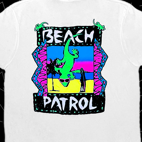 Gecko Beach Patrol - White Cotton Tee