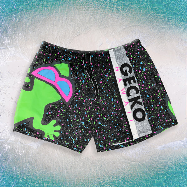 1989 Gecko Splatter Wrap Black Multiverse Volley Shorts