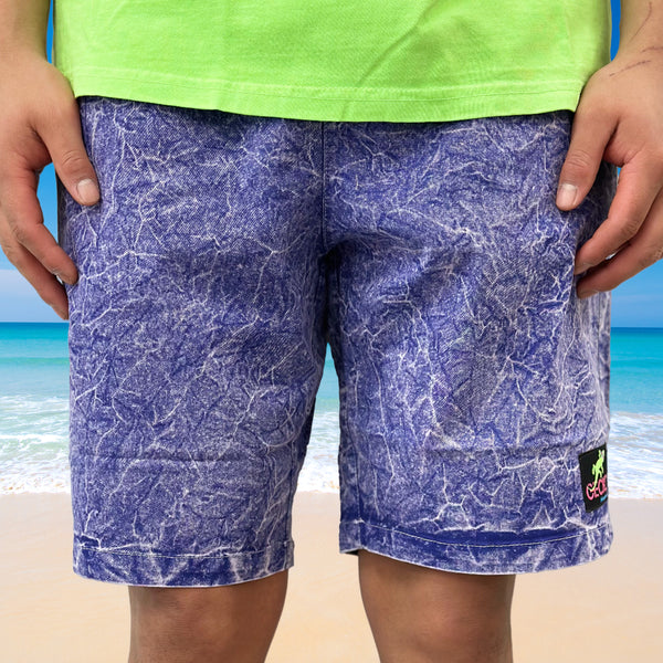 1980's Limited Surfer Style Purple Acid Wash Cotton Shorts