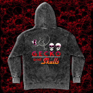 Gecko & Skulls - Limited Edition Halloween Stone Acid Wash Hoodie