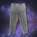 Space Gecko Black Acid Wash Sweat Pants Premium Fleece