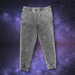 Space Gecko Black Acid Wash Sweat Pants Premium Fleece