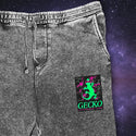 Space Gecko Black Acid Wash Sweat Pants Premium Fleece