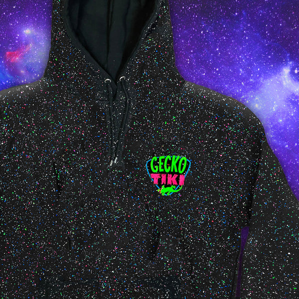 Gecko Tiki Space Bar | Gecko X Nazar  | Glow In The Dark Black Splatter Hoodie