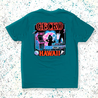 Secret Stranger Times - Limited Edition Gecko Grid 1980's Jade Beach Tee