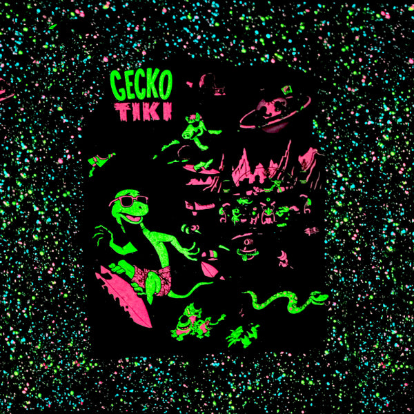 Gecko Tiki Space Bar | Gecko X Nazar  | Glow In The Dark Black Splatter Hoodie