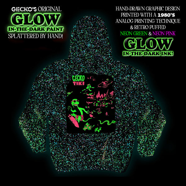 Gecko Tiki Space Bar | Gecko X Nazar  | Glow In The Dark Black Splatter Hoodie