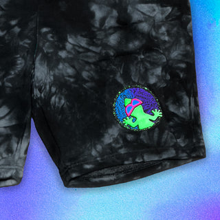 Gecko Swirl Black Tie Dye Shorts