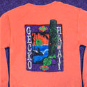 Gecko Tiki Time - 1980s Neon Coral Long Sleeve Tee