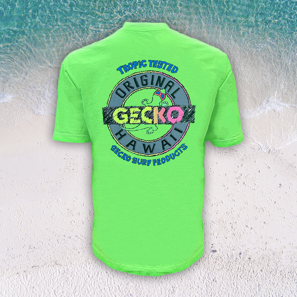 geeko☆ 1988 Tropic Tested Neon Green - Retro Single Stitch Tee | Gecko Hawaii