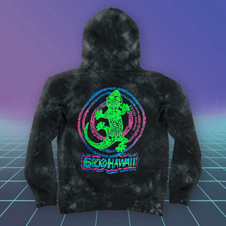 Gecko Time Tunnel Black Tie-Dye Hoodie