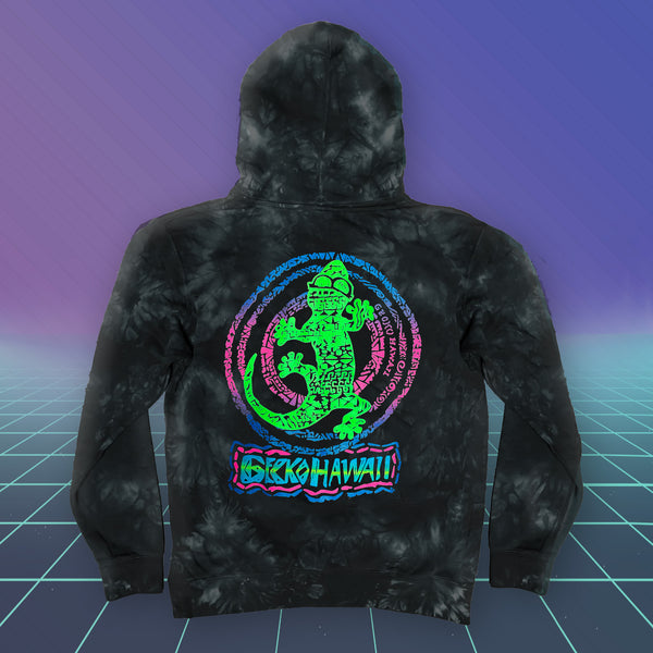 Gecko Time Tunnel Black Tie-Dye Hoodie