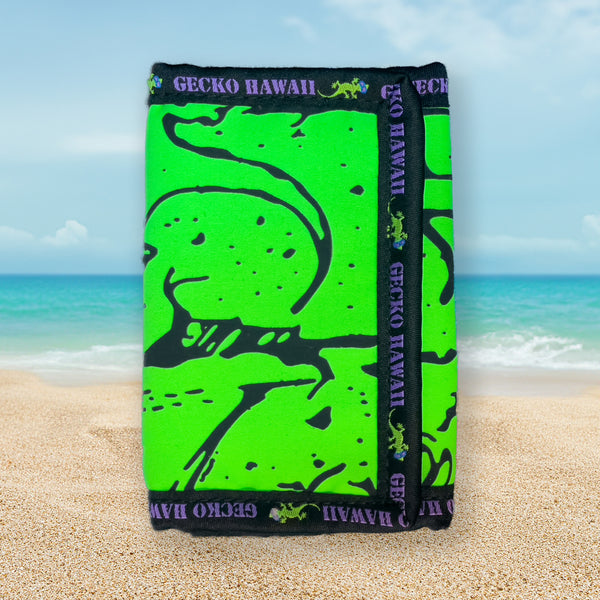 1980's Velcro Wallet Gecko Hawaii Neon Green