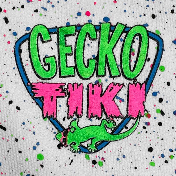 Gecko Tiki Space Bar | Gecko X Nazar  | Glow In The Dark White Splatter Hoodie