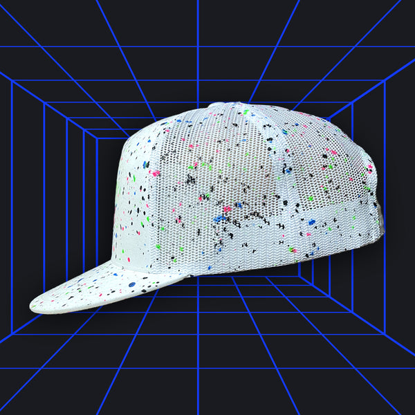 Glow-In-The-Dark Splatter White Snapback Hat (LIMITED)