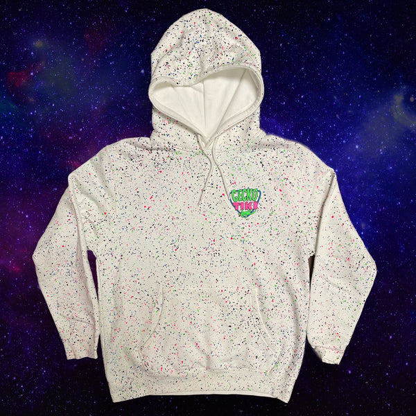 Gecko Tiki Space Bar | Gecko X Nazar  | Glow In The Dark White Splatter Hoodie