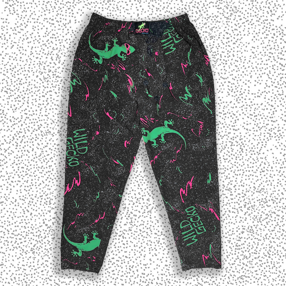 Iconic 1988 Wild Gecko Multiverse Beach Pants - Black | Gecko Hawaii