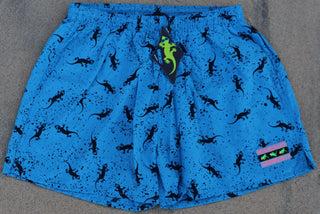 Retro Gecko Volley Beach Shorts / Swimsuit - Blue