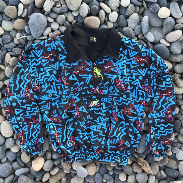 Blue Geo Gecko Windbreaker | Gecko Hawaii