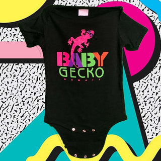Baby Gecko - Black/Pink Onesie