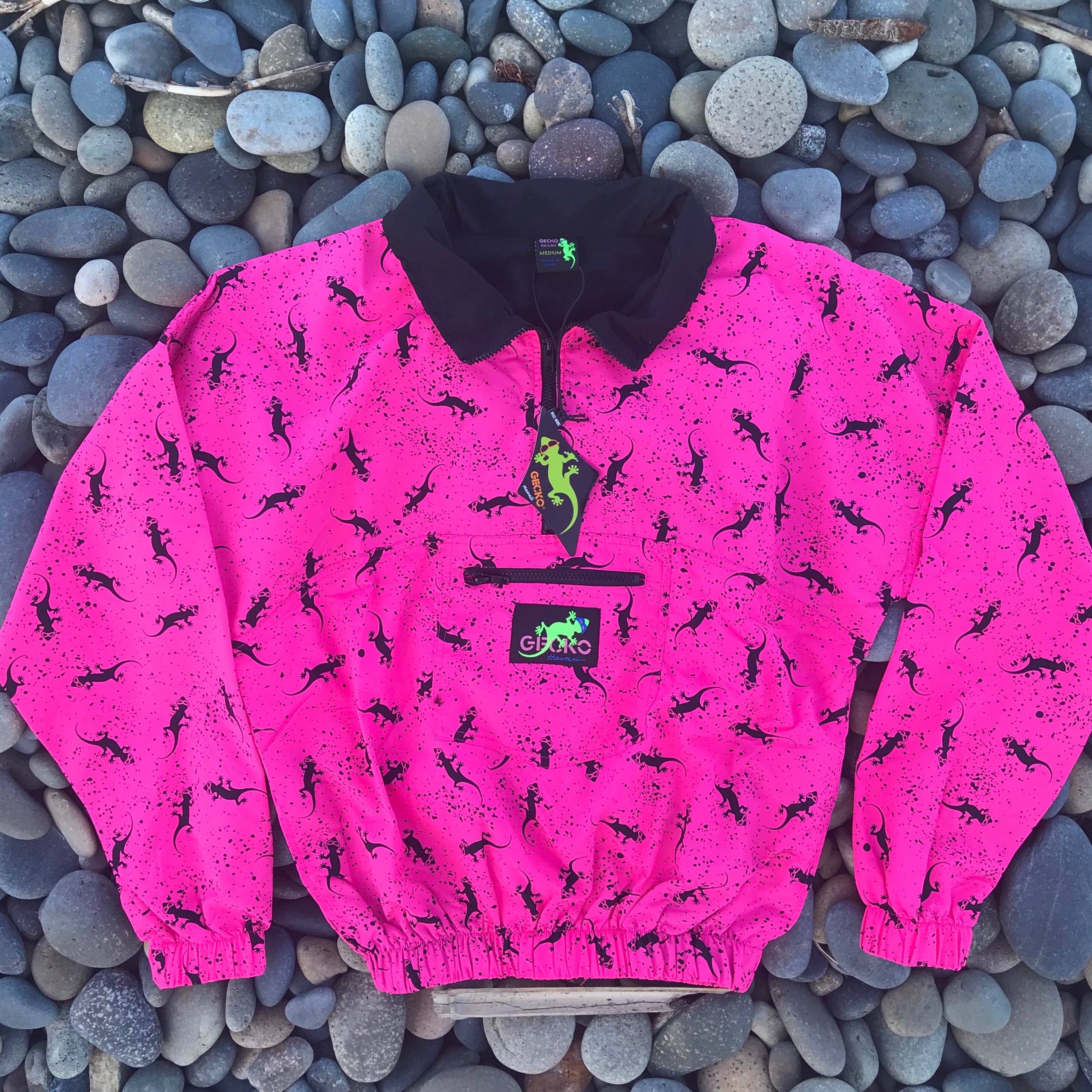 90s Forever Gecko Windbreaker Fuchsia | Gecko Hawaii