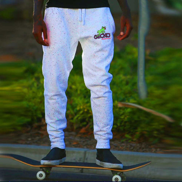 White SPLATTER Joggers