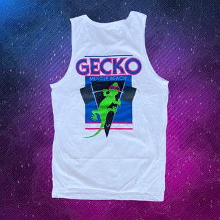 Gecko Muscle Beach White Cotton Tank