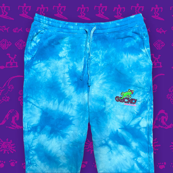 Neon Aqua Blue Crystal Dye Sweatpants