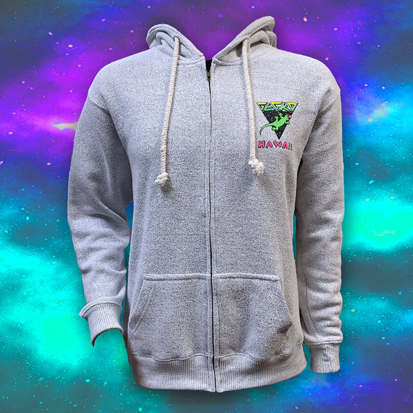 Gecko Hawaii's Endless Summer Heather Grey Zip Hoodie