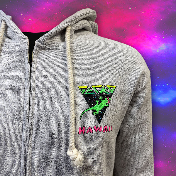 Gecko Hawaii's Endless Summer Heather Grey Zip Hoodie